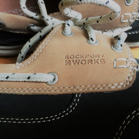 Rockport Works, leather, steel toe ladies boat shoes size 11W, Navy Blue - Picture 9 of 9